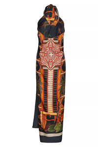 Summer Vintage Print Straight Wide Leg Pants Cross Halterneck Top Two Piece Sets - Modestly Vogue 