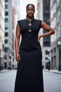The Structured Button Detail Midi Dress - Modestly Vogue 
