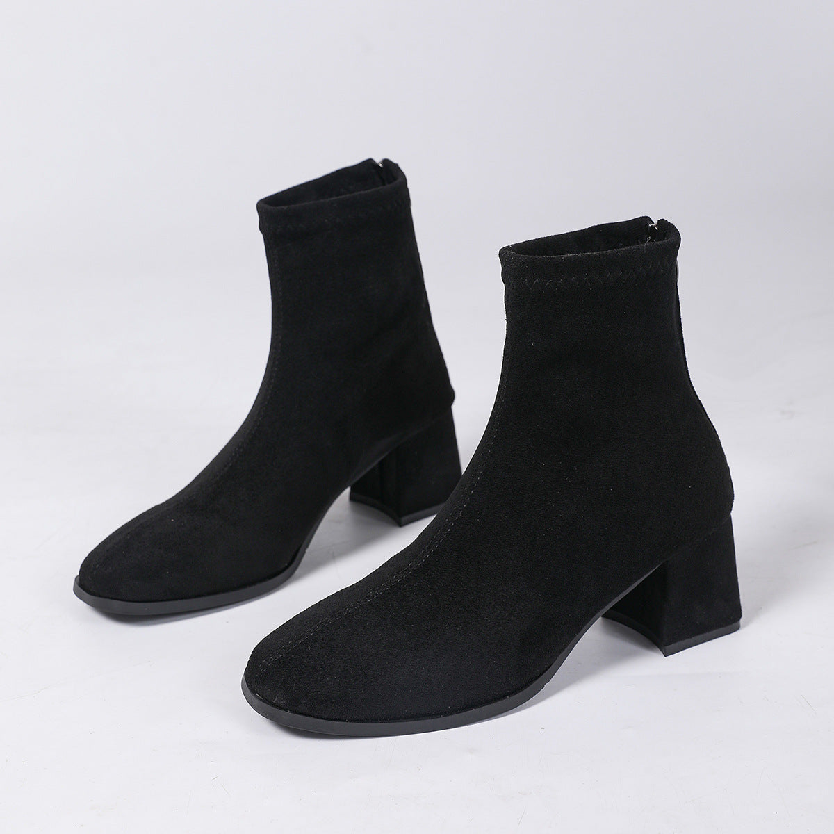 Women’s Leopard Print Suede Chunky Heel Ankle Boots