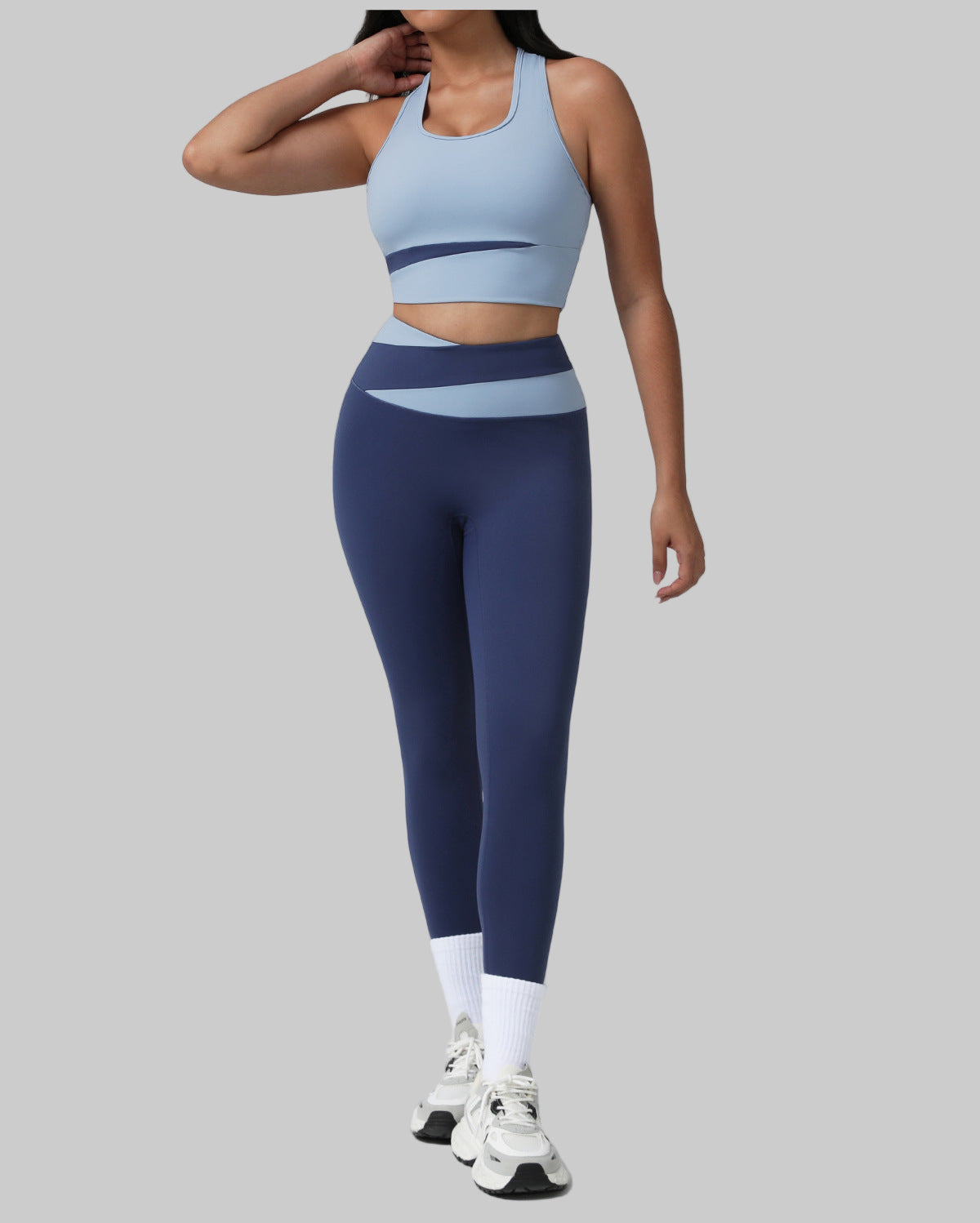 Contrast Color High-Waist Yoga Pants – Hip Lift Sports Tights for Women