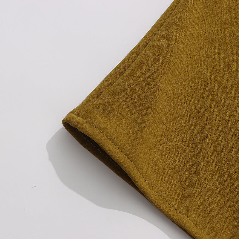 Earthtone Dress Women Solid Color round Neck Irregular Asymmetric Shawl Dress - Modestly Vogue 