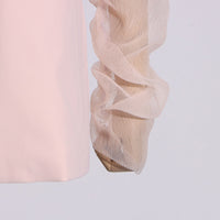 V-Neck Pink Mesh Stitching Long Sleeve Women’s Blazer - Modestly Vogue 