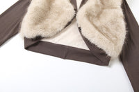 Cropped Fur Trim Sweater Jacket - Modestly Vogue 