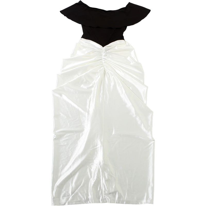 Elegant Off The Shoulder Ruched Waist Formal Holiday Dress - Modestly Vogue 