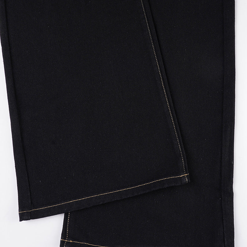 Retro Street Straight Low Waist Casual Jeans Women Arrival Basic Dark Blue Pants