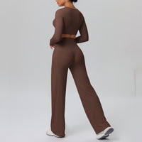 Pink Lace Studio Sculpt Women’s Workout Set – Breathable Long Sleeve & Pants - Modestly Vogue 