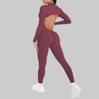 Long Sleeve Zipper One-Piece Fitness Unitard | Women’s Yoga Jumpsuit