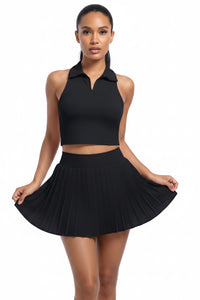 Summer Outdoor Casual T shirt Running Sports Yoga Workout Clothes Suit Breathable Yoga Nude Feel Tennis Two Piece Sets - Modestly Vogue 