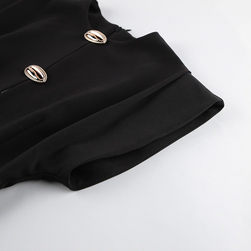 The Structured Button Detail Midi Dress - Modestly Vogue 