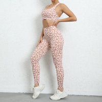 Leopard Print Yoga Clothes Beauty Back Tight Sports Suit Peach Hip Raise High Waist Fitness Suit Women