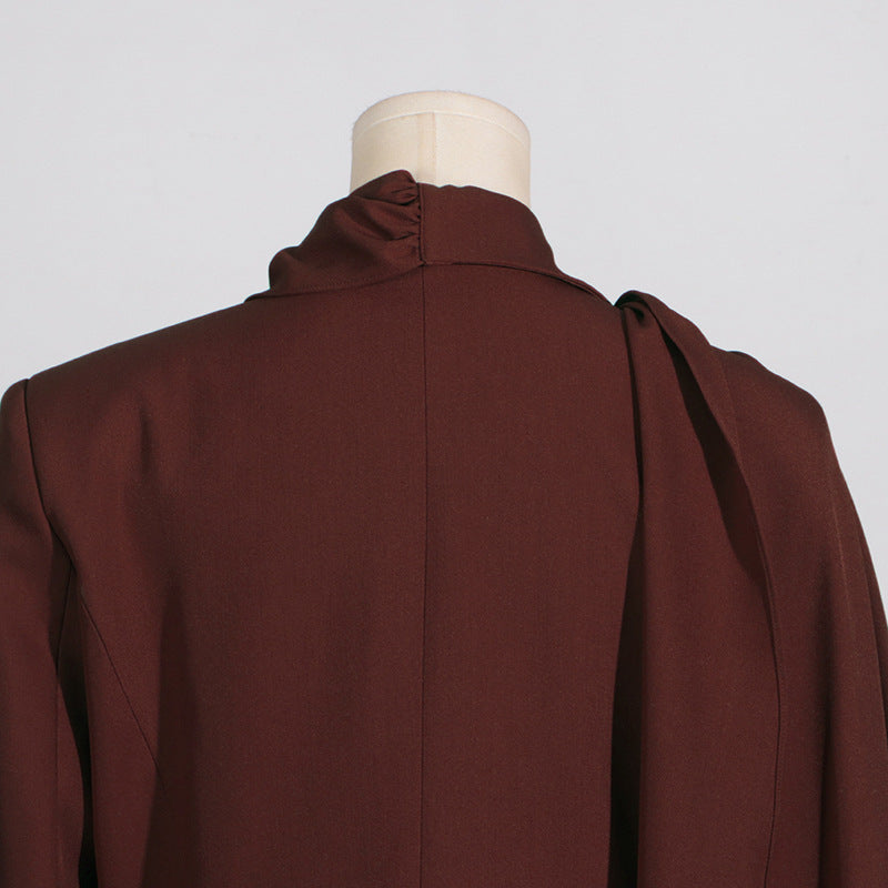 Elegant Comfort Casual Slim Fit Polo Collar Solid Color Long Trench Coat - Modestly Vogue 