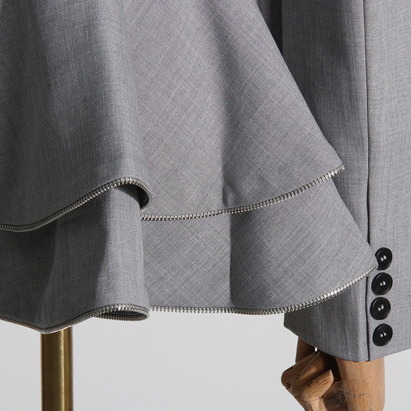 Elegant Double Breasted Ruffled Waist Short Blazer - Modestly Vogue 