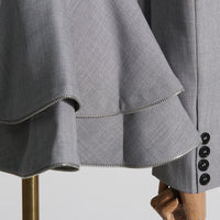 Elegant Double Breasted Ruffled Waist Short Blazer - Modestly Vogue 