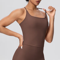 H-Shaped Beauty Back Spaghetti Strap Yoga Vest | Padded Workout Top - Modestly Vogue 