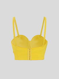 Bandeau Sling Three Dimensional Floral Boning Corset Corset Yellow Rhinestone Top Autumn - Modestly Vogue 