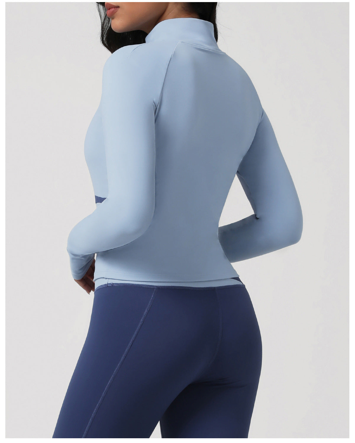 Contrast Color Long Sleeve Sports Coat – Quick-Drying Yoga & Running Top