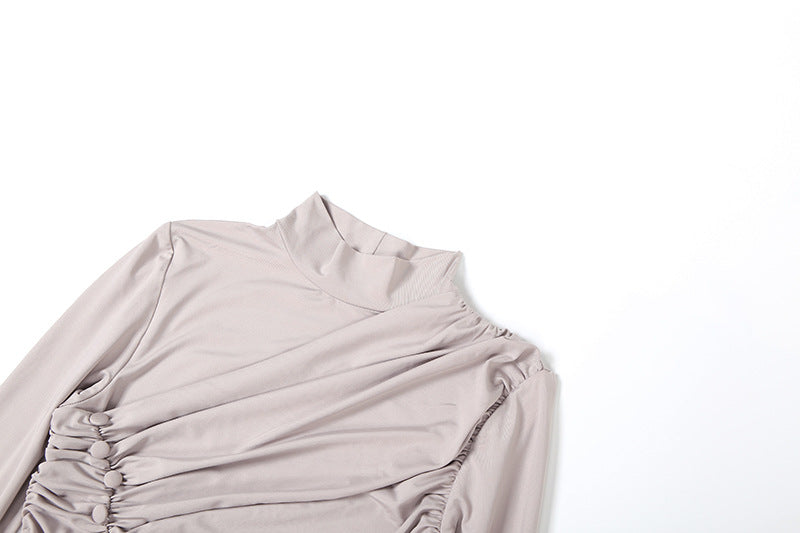 High Waist Ruched Elegant Long Sleeved Holiday Maxi Dress - Modestly Vogue 