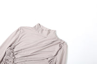 High Waist Ruched Elegant Long Sleeved Holiday Maxi Dress - Modestly Vogue 