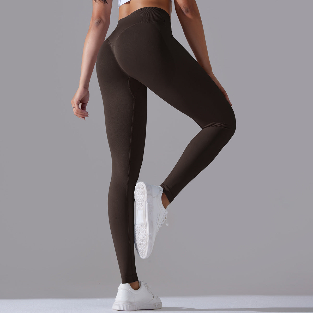 Seamless Knitted Yoga Pants Cross Waist Peach Hip Raise Yoga Pants - Modestly Vogue 