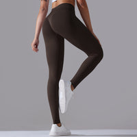 Seamless Knitted Yoga Pants Cross Waist Peach Hip Raise Yoga Pants - Modestly Vogue 
