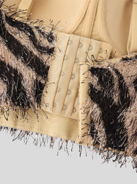 Animal Print Rhinestone Corset Bra Top
