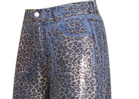 Niche Printed Gradual Layer Leopard Print Jeans Women Autumn Loose Street Straight Leg Trousers Tide