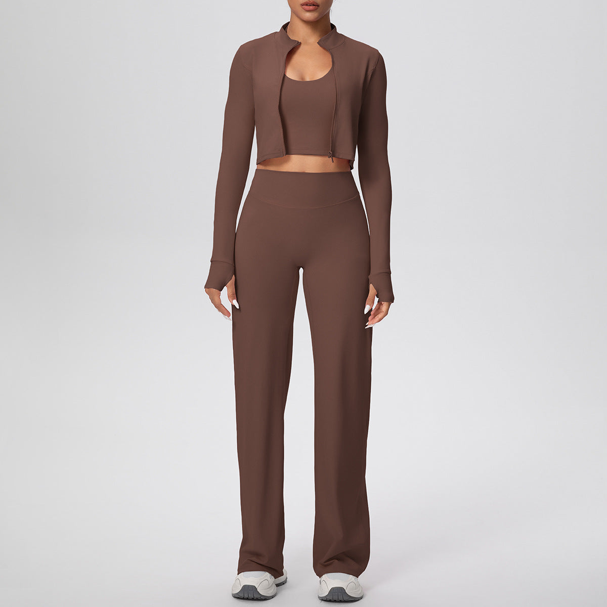 Women’s 3-Piece Sports Set | Zip Jacket, Halter Top & Pants