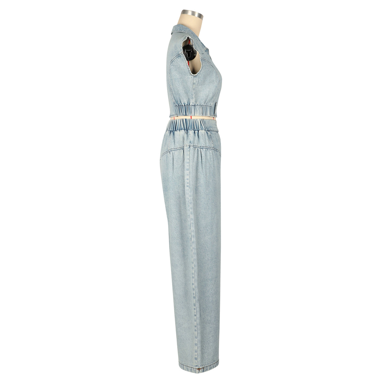 Blue Denim Jeans Sleeveless Two Piece Set - Modestly Vogue 