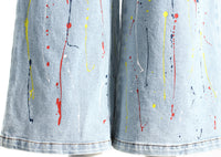 Denim Splash Paint Jeans - Modestly Vogue 