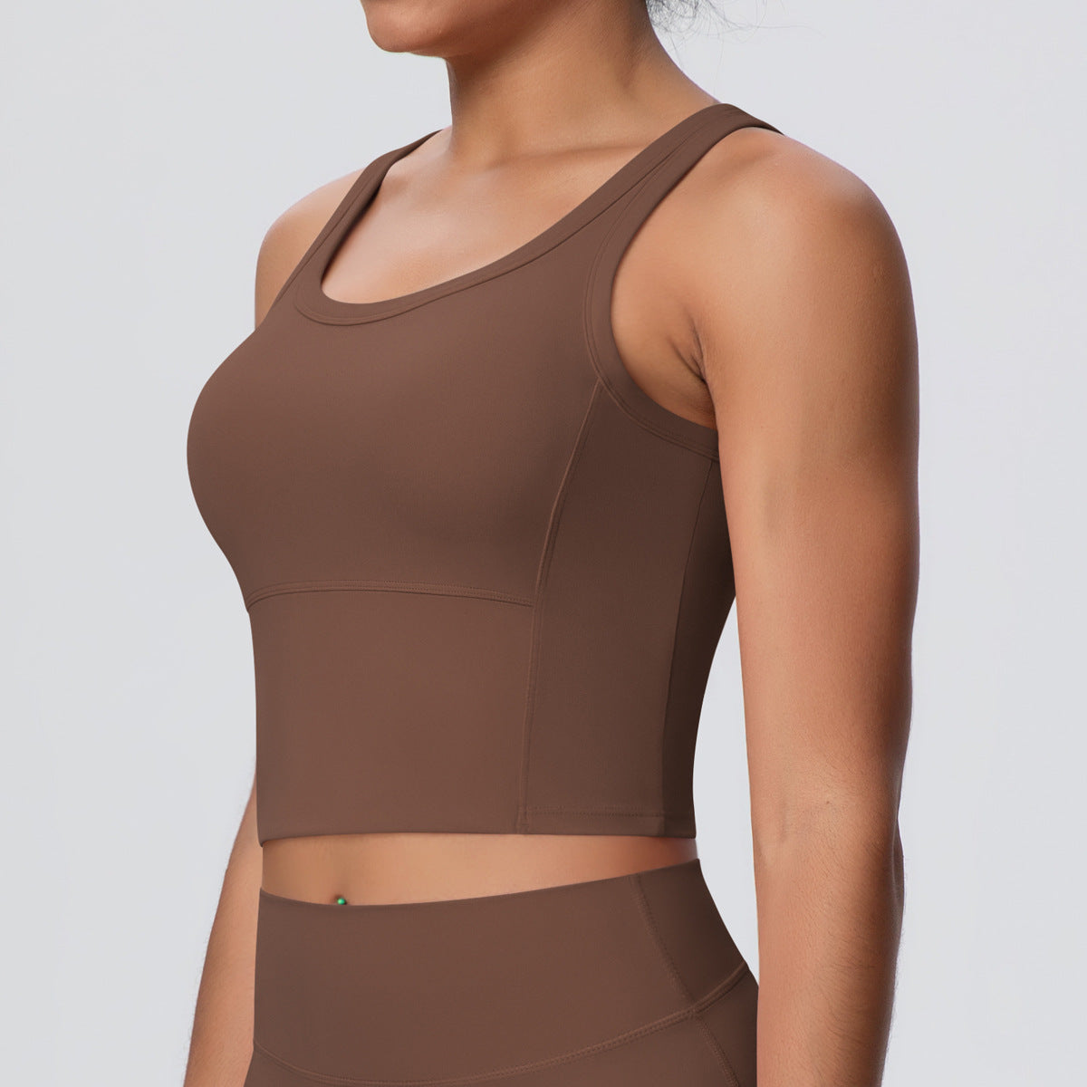 Nude Feel Workout Sports Bra with Chest Pad | Skin-Soft Fitness Bra - Modestly Vogue 