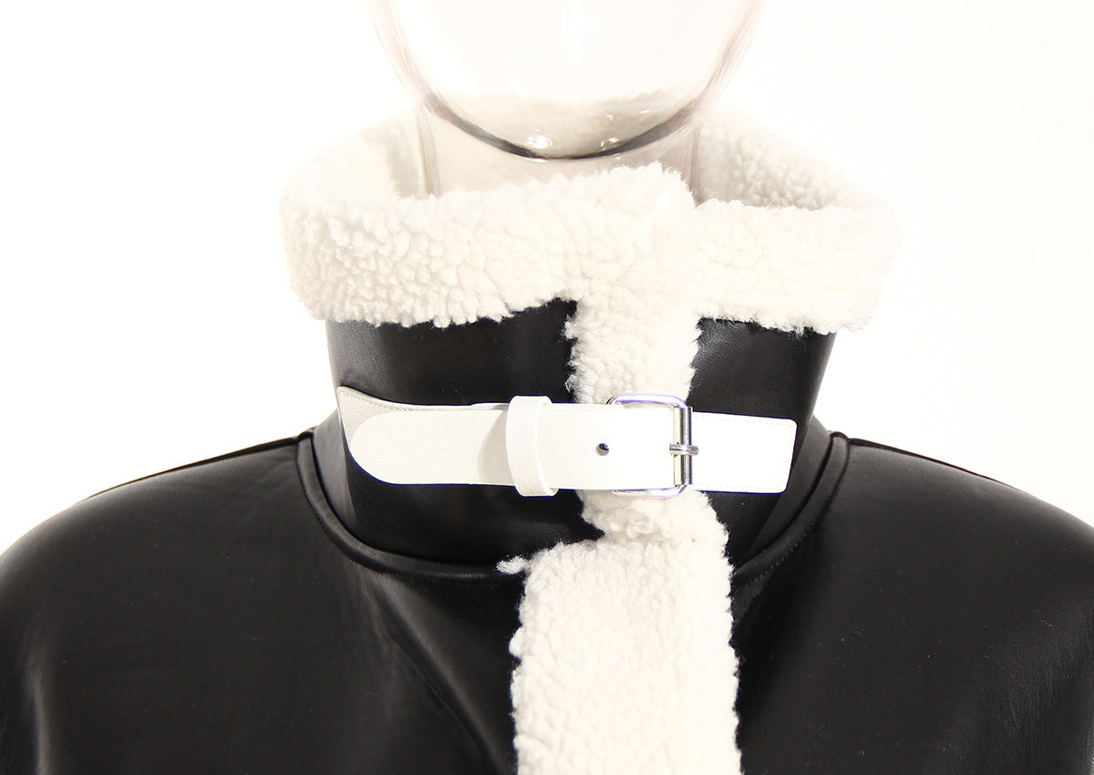 Women’s Color Contrast Patchwork Long Overcoat – Autumn Winter