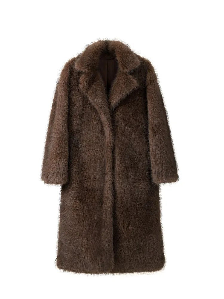 Luxury Faux Fur Coat – Brown Fluffy Long Winter Coat