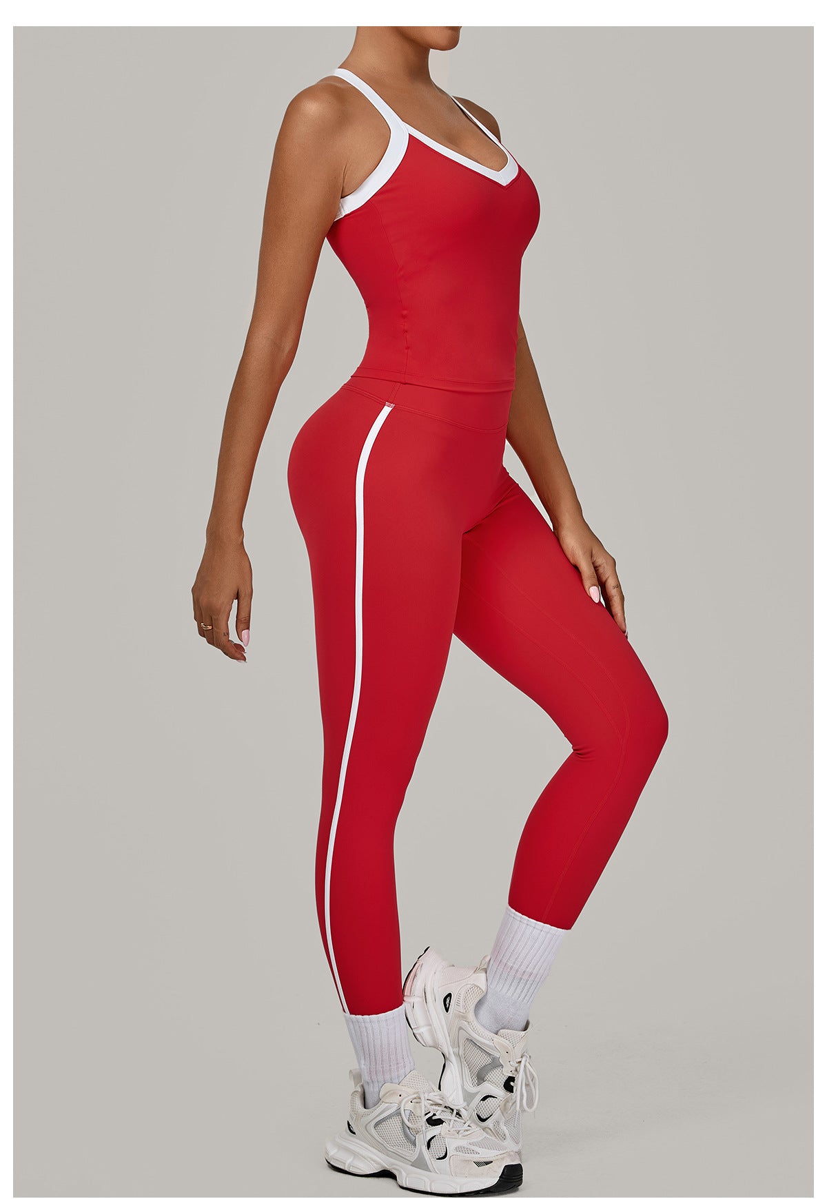 Contrast Color Binding Sports Suit Women Tight Nude Feel Yoga Clothes Sports Outdoor Fitness Two Piece Sets