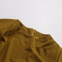 Earthtone Dress Women Solid Color round Neck Irregular Asymmetric Shawl Dress - Modestly Vogue 