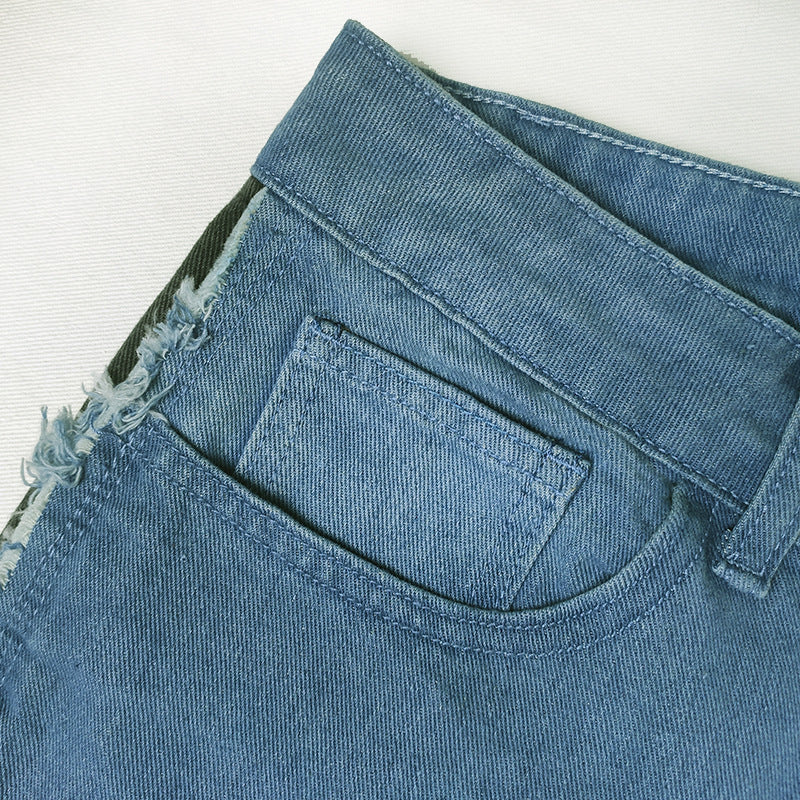 Blue Denim Black Striped Jeans - Modestly Vogue 