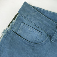 Blue Denim Black Striped Jeans - Modestly Vogue 