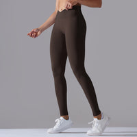 Seamless Knitted Yoga Pants Cross Waist Peach Hip Raise Yoga Pants - Modestly Vogue 