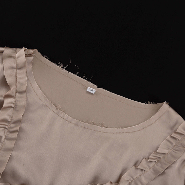 Graceful Women’s Irregular Asymmetric Ruffled Top & Skirt Set