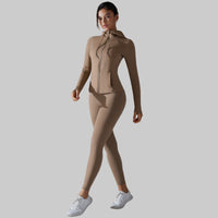 Hooded Zipper Yoga Coat – High Strength Long Sleeve Workout Set