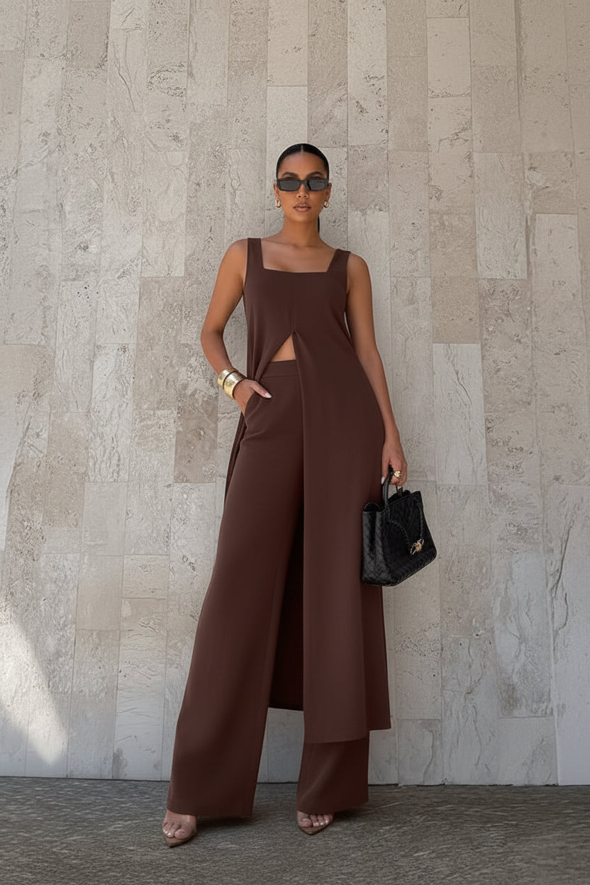 Layered Wide-Leg Pant Set - Modestly Vogue 