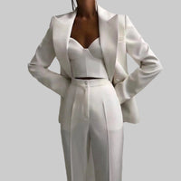 Turquoise Tailored Bustier Blazer Suit Set Three Piece Pant Set - Modestly Vogue 