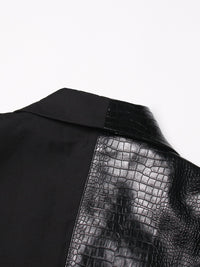 Crocodile Pattern Leather Stitching Blazer Fabric Vest Personalized Cut Stylish Adjustable Jacket - Modestly Vogue 