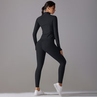 Trendy Push-Up Long Sleeve Yoga Set – Slim Zipper Workout Clothes for Women - Modestly Vogue 
