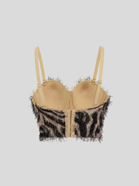 Animal Print Rhinestone Corset Bra Top