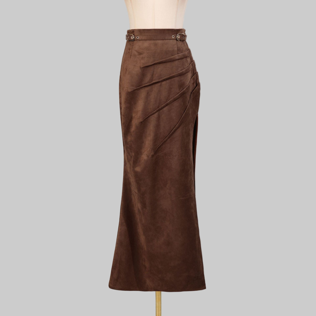 Personalized Street High Slit Long Skirt Autumn Pleating Lace up Fashionable Niche Skirt