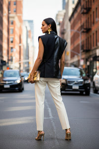 Crocodile Pattern Leather Stitching Blazer Fabric Vest Personalized Cut Stylish Adjustable Jacket - Modestly Vogue 