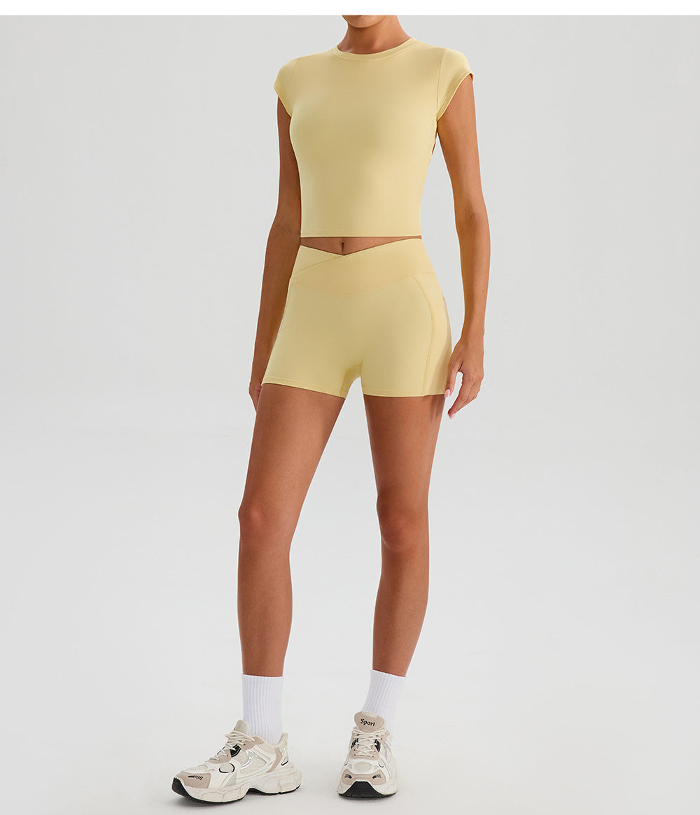 Nude Feel Sports T-Shirt – Removable Chest Pad, Backless Yoga Vest