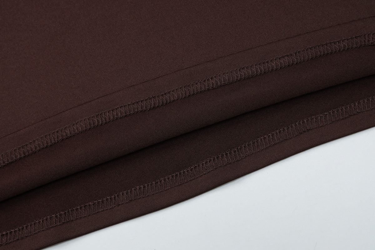 Women Clothing Autumn Pleated Waist Tight Lace up Long Sleeve Dress Women - Modestly Vogue 