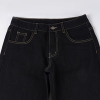 Retro Street Straight Low Waist Casual Jeans Women Arrival Basic Dark Blue Pants