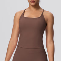 H-Shaped Beauty Back Spaghetti Strap Yoga Vest | Padded Workout Top - Modestly Vogue 